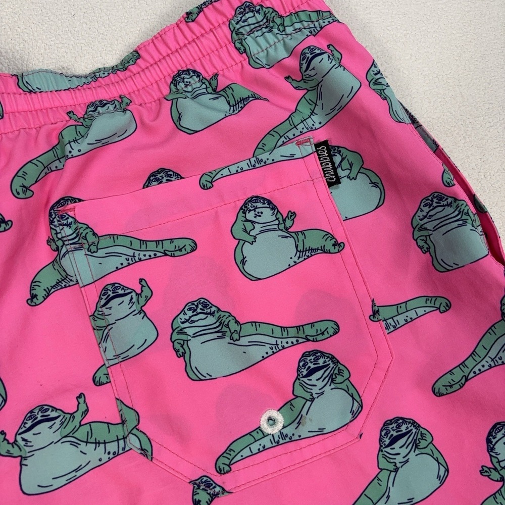Chubbies Jabba The Hutt Swim Trunks Mens XL Pink Mesh Lined Drawstring Star Wars - Picture 7 of 16